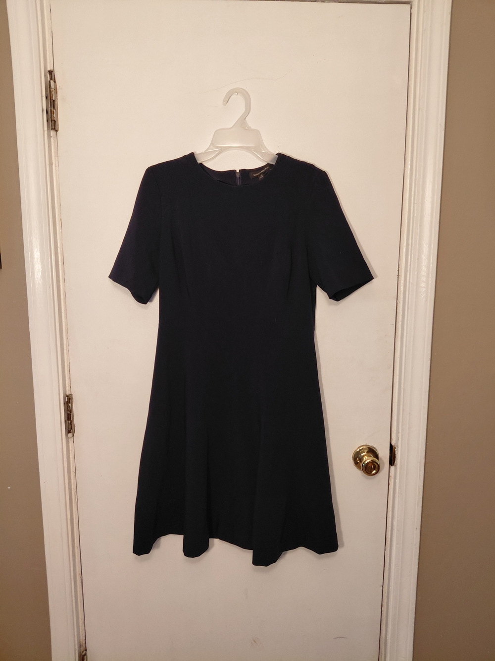 Banana Republic Navy Short-Sleeve Fit-and-Flare Dress